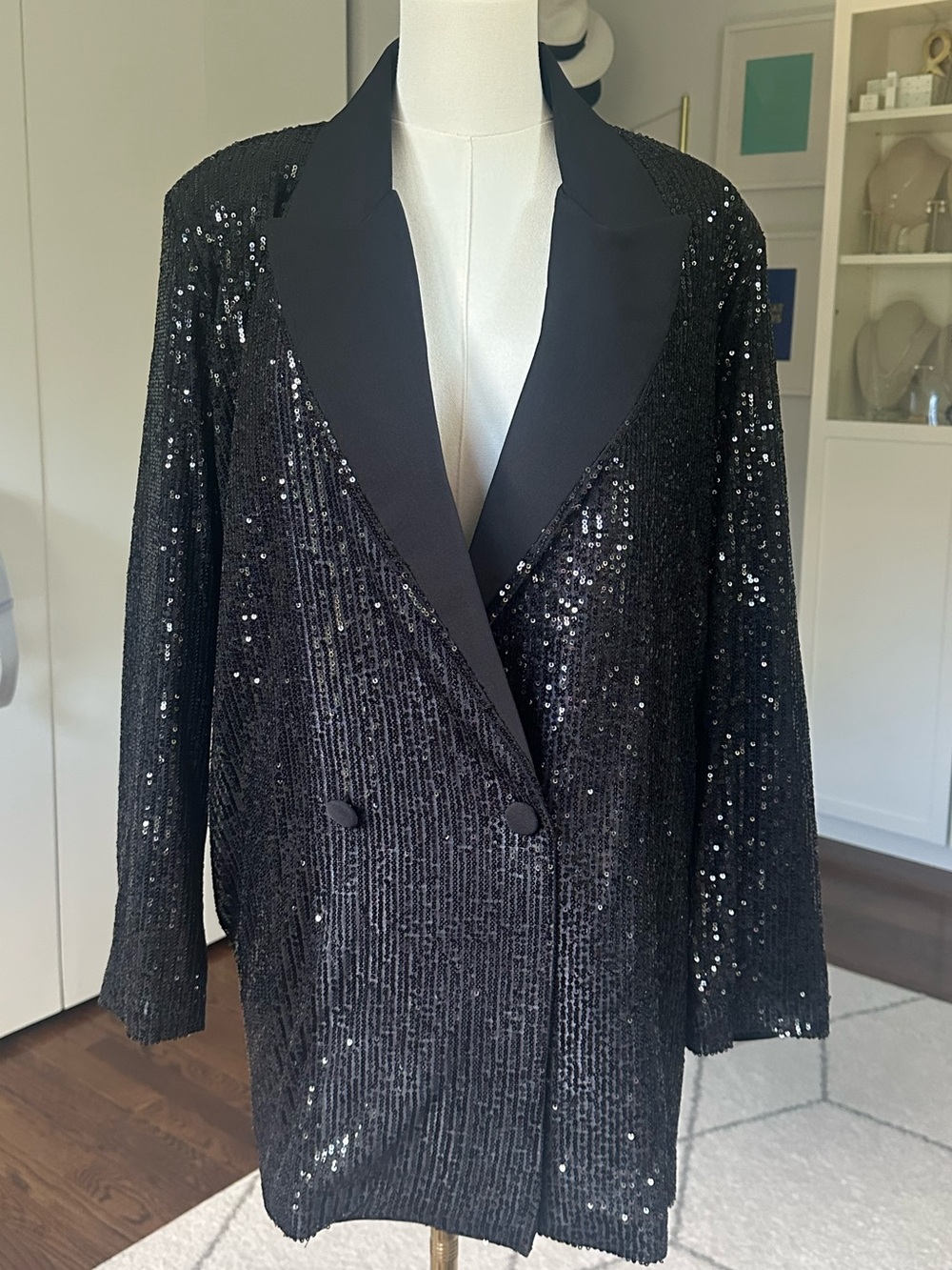 NWT Astrid Almost Famous Black Sequined Blazer